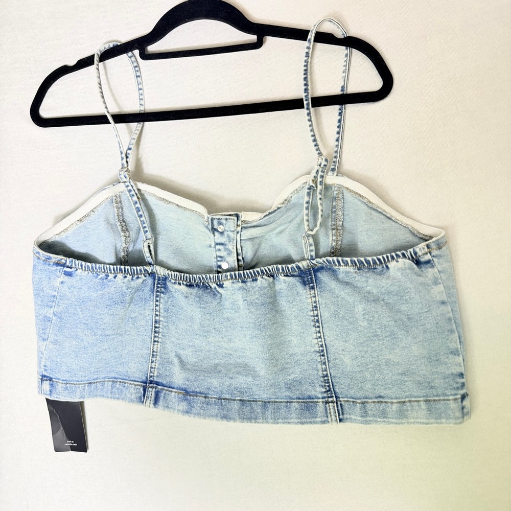 Women's Plus Size Denim corset Sleeveless Cami Crop Top - Picture 13 of 16
